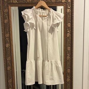 Charming White Ruffle Sleeve Dress